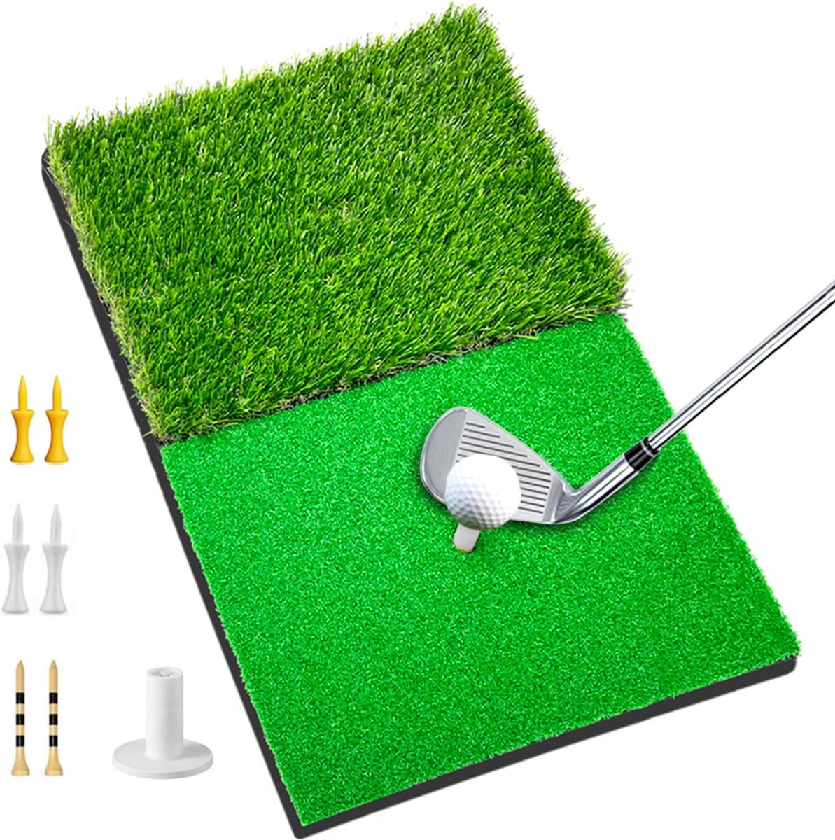 Golf Hitting Practice Opvouwbare Mat Twee Gazon Set 24x16" (60x40cm) met Tee Indoor Outdoor