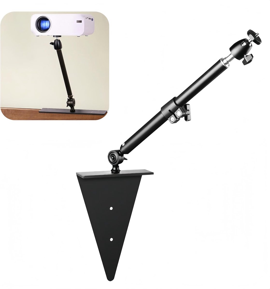zonder boren, beugel voor bed en bank, lengte verstelbaar, 33-45 cm, metalen muurbeugel met aanpassing in meerdere hoeken voor projector compatibel met Z6X