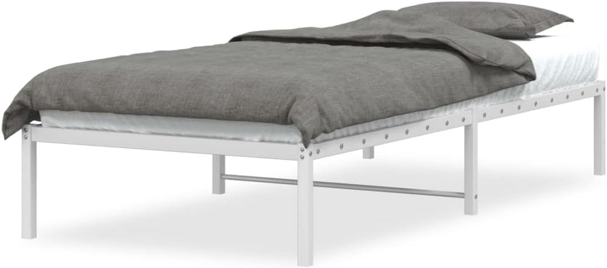 Bedframe Metaal - Ledikant Ombouw - Slaapkamer Inrichten - Robuuste Stalen Constructie - 90x200 cm - Wit