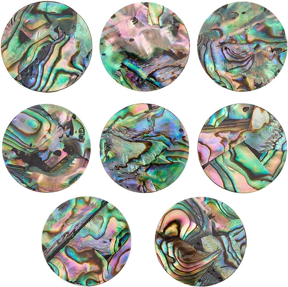8 stuks natuurlijke abbalone schelp platte ronde kraal, 19,5 mm Paua schelp cabochons, Abalone schelp bedels voor sieraden maken kraal, armbanden decor, 1,6 mm dik