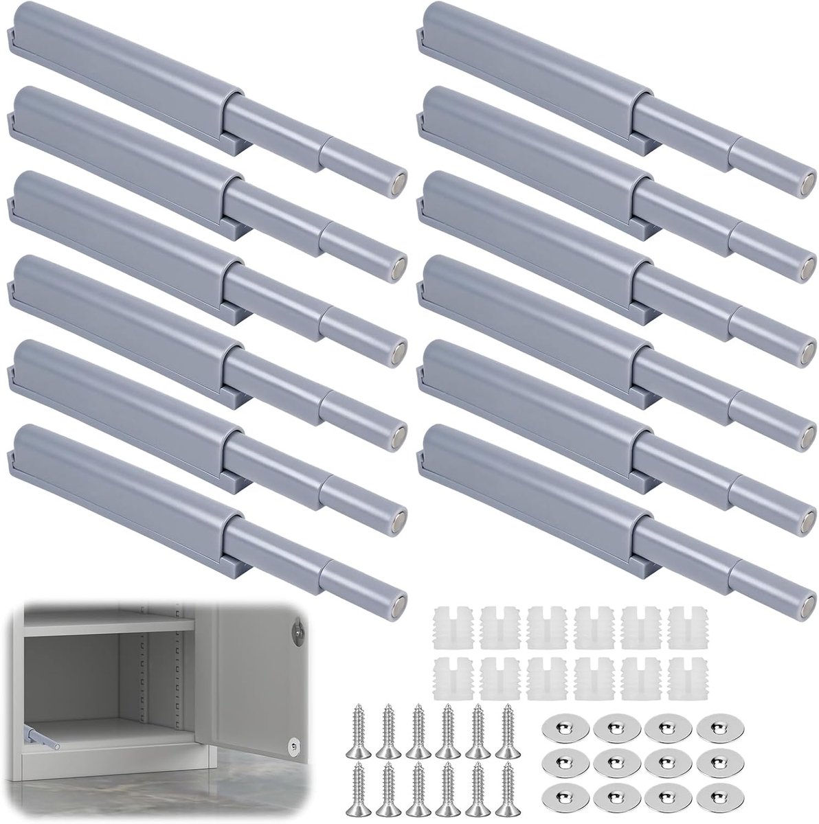 12 stuks Drukdeuropener, push-to-open deuropener, kastdeurdempers | Magnetische Veersluiting Voor Garderobe, Keukenkast, Opbergmeubels Thuis