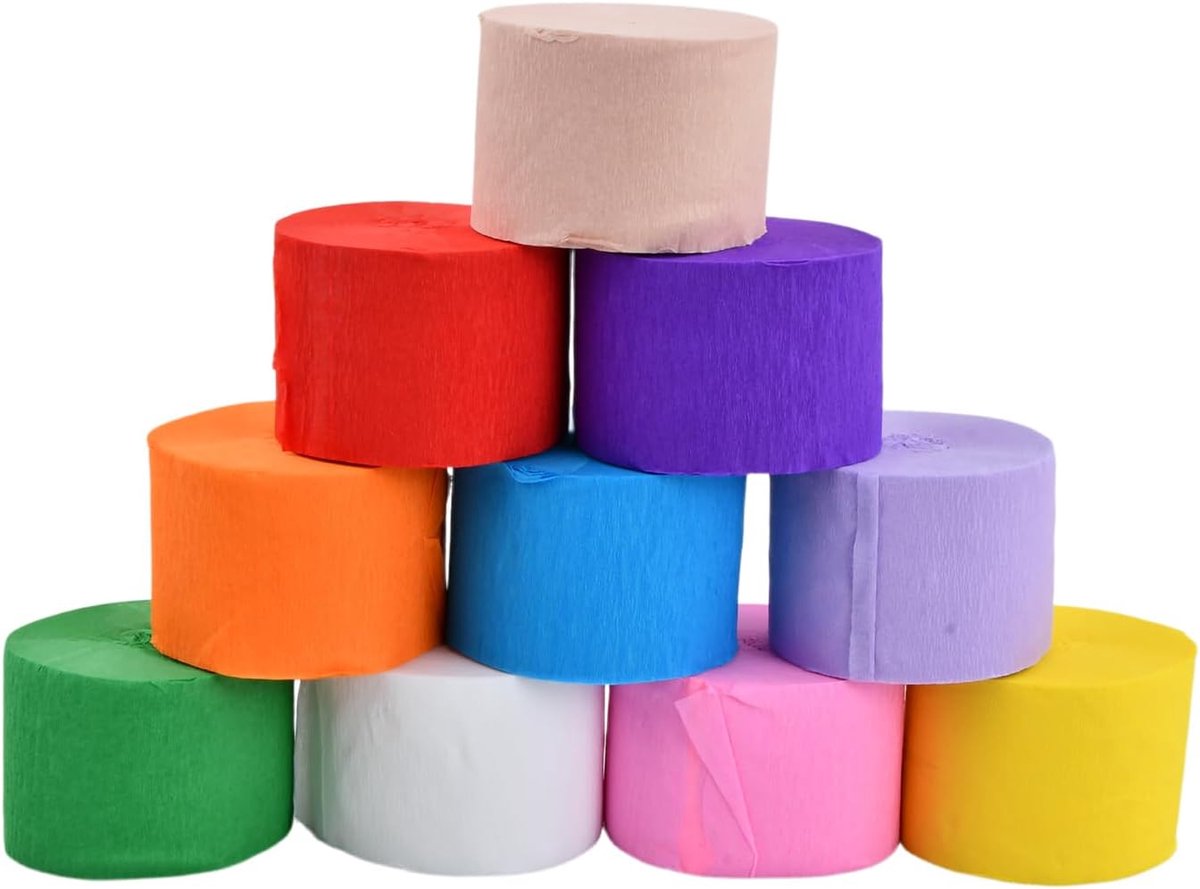 Crêpepapier, kleurrijk, crêpebanden, regenboog, veelkleurige papieren streamer bruiloft, voor verjaardag, bruiloft en feestdagen, 4,5 cm x 25 m