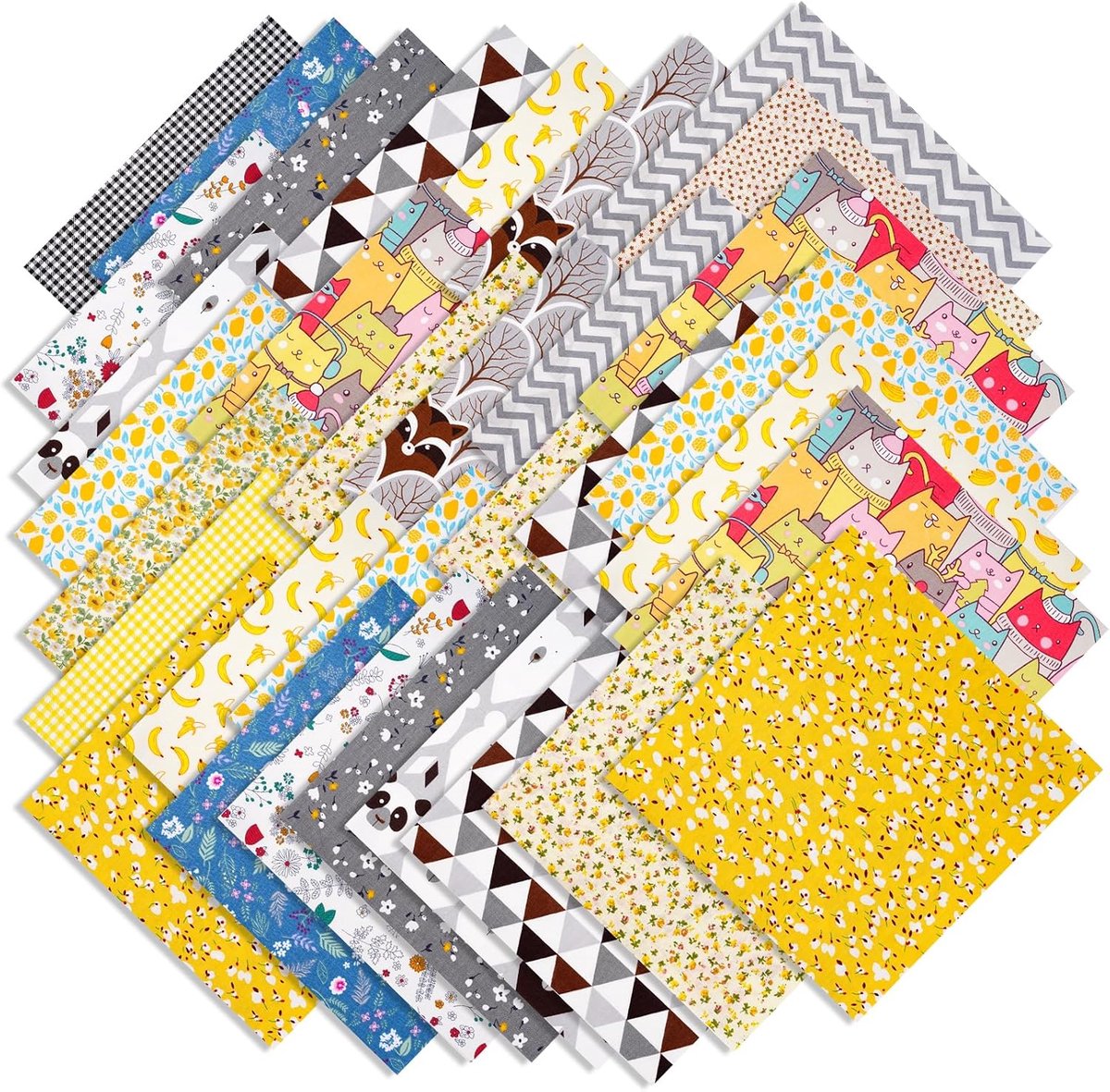 Stof voor patchwork, 25 cm x 25 cm, katoenen stof, patchwork stofpakket, multicolor materialen voor naaien, scrapbooking en DIY handwerk (C)