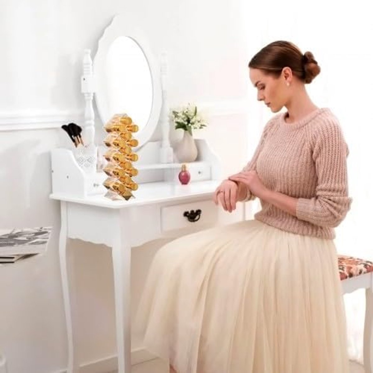 SnelShoppen - 2 stuks lippenstift-organizer met 32 vakken, moderne cosmetica-organizer voor slaapkamer, woonkamer en bureau, minimalistisch design, id