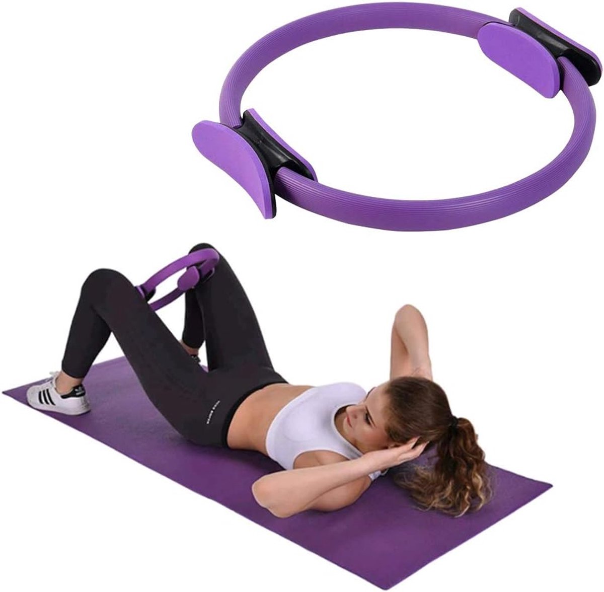 SnelShoppen - Pilates Ring - Yoga Ring - Fitness Ring met Dubbele Handgrepen - Geschikt voor Thuis Fitness - Versterk Spierkracht en Verbeter Conditie