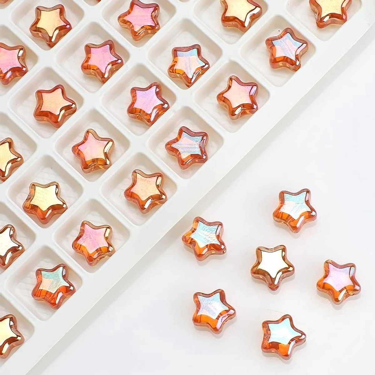 Kralen, 8 mm, vijfpuntige ster tussenkralen, kralen om te rijgen, glitterkralen voor het maken van sieraden, doe-het-zelf armbanden, kettingen, halskettingen, oorbellen