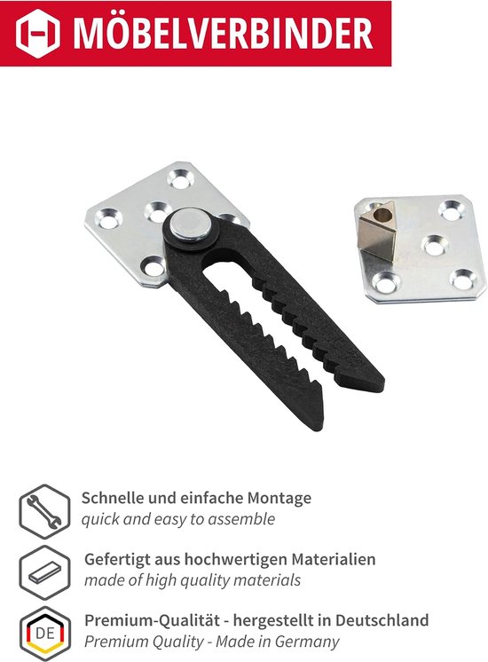Meubelconnector Gestoffeerde meubelbankconnector - Type DA - Beugel om op te hangen - Gegalvaniseerd metaal - Snap Connector Fitting voor bedden - Tafels en nog veel meer. — afbeelding 4