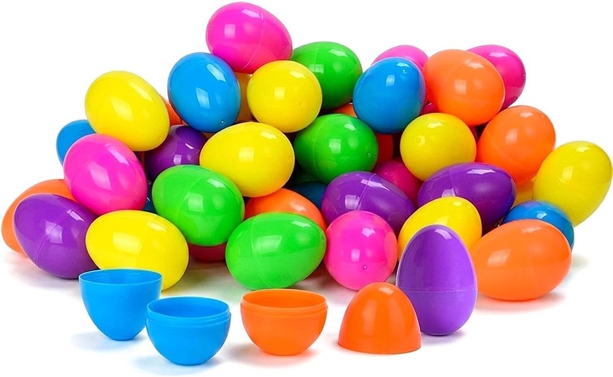 50 stuks plastic paaseieren, 6,4 cm vulbare paaseieren, plastic eieren voor eierjacht