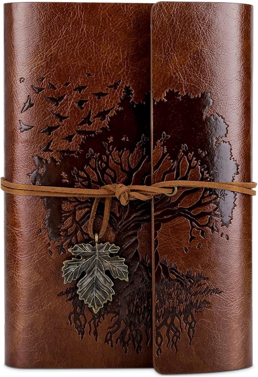 lederen dagboek notebook, lege pagina's hervulbare vintage schetsboek reizen notebook dagboek cadeau voor meisjes jongens vrouwen mannen 7,3 x 5,1 inch-bruin