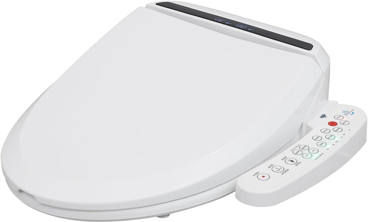 Intelligente toiletzitting - Slim bidet Elektrisch toilet - Persoonlijke hygiëne - Verwarmde zitting Luchtdroger - 51 x 46 cm - Wit