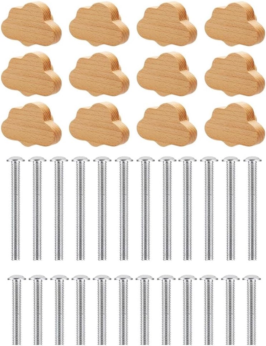 kastknoppen, 12 stuks cartoon wolkvormige meubeltrekgrepen met schroeven, decoratieve kasthandgrepen, dressoir grepen voor kinderslaapkamerkast, lade, kinderkamer, cadeau