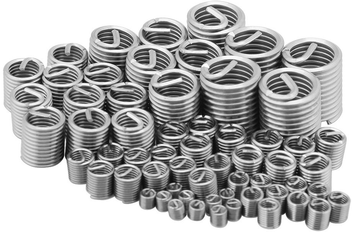 60-delige schroefdraadinzetstukken, reparatieset voor roestvrijstalen schroefdraad M3, M4, M5, M6, M8, M10, M12