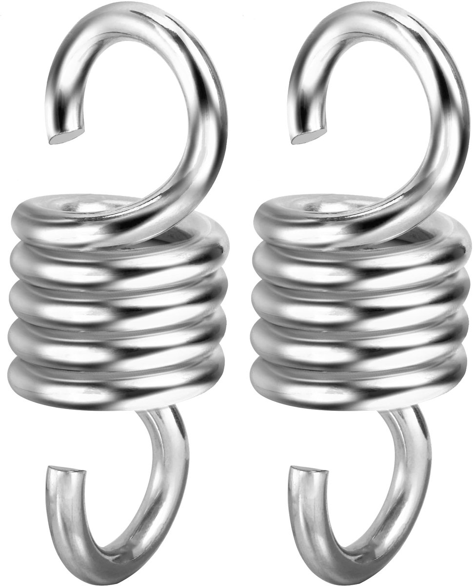 stoelveren, 2 stuks, veerhaken van gehard staal, verzinkt, capaciteit 500 kg, voor het ophangen van hangmatten, schommels, hangstoelen