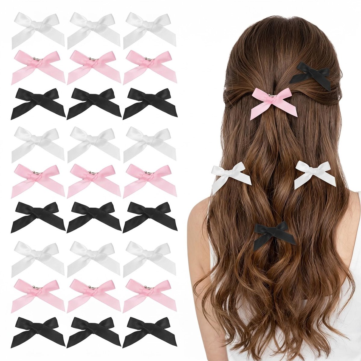 60 stuks mini-haarstrikken, schattige strik haarclips, haarstrikken voor vrouwen, vlinderhaarclips, haarlint krokodillenklem voor vlechten, podiumconcert, Kerstmis, balletstijl