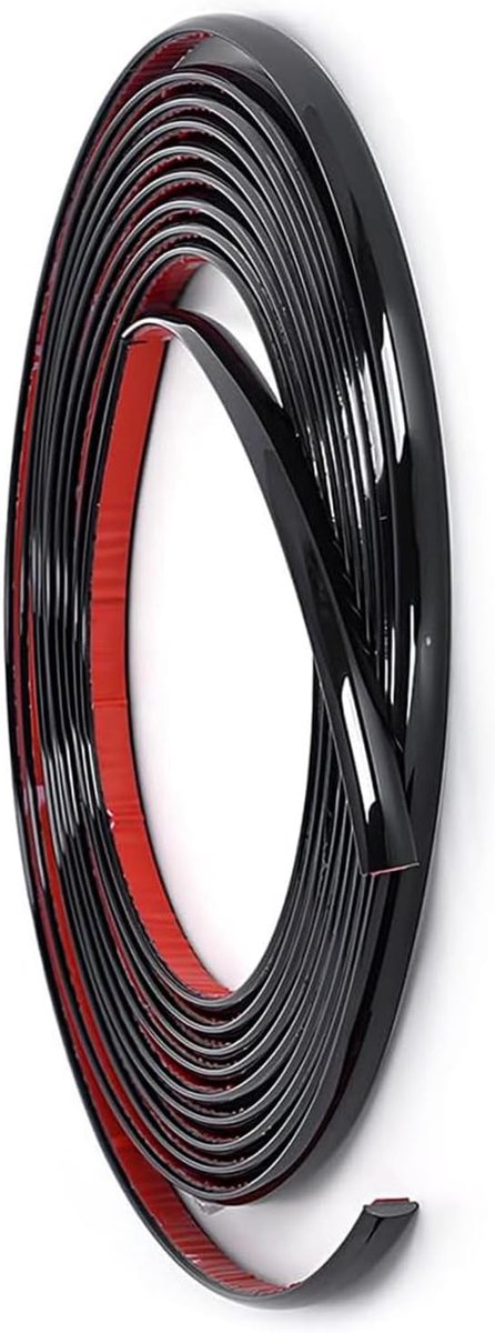 sierlijst, 8 mm x 5 m, chroomlijst, zelfklevend, chroomsierlijst, zwart, voor auto, carrosserie, ramen, buitendecoratie, 8 mm