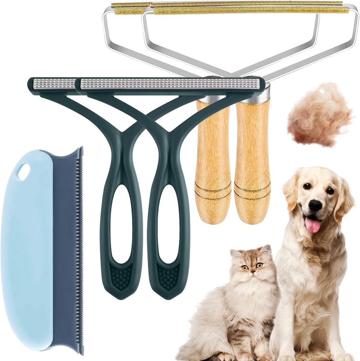 dierenhaarverwijderaar, 5 stuks, draagbare pluisverwijderaar, kattenhaarverwijderaar, pluisborstel, kledingborstel voor sweater, tapijt, banken, dierenhaar