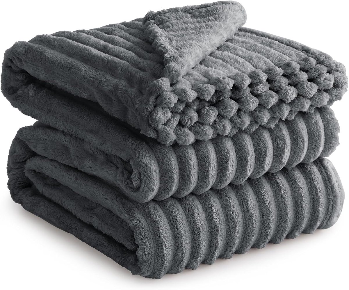 Fleecedeken voor bank, 230 x 270 cm, dekbed, 180 cm, extra groot, 230 x 270 cm, flanel, extra zacht en warm, donkergrijs, 100% microvezel, flanel