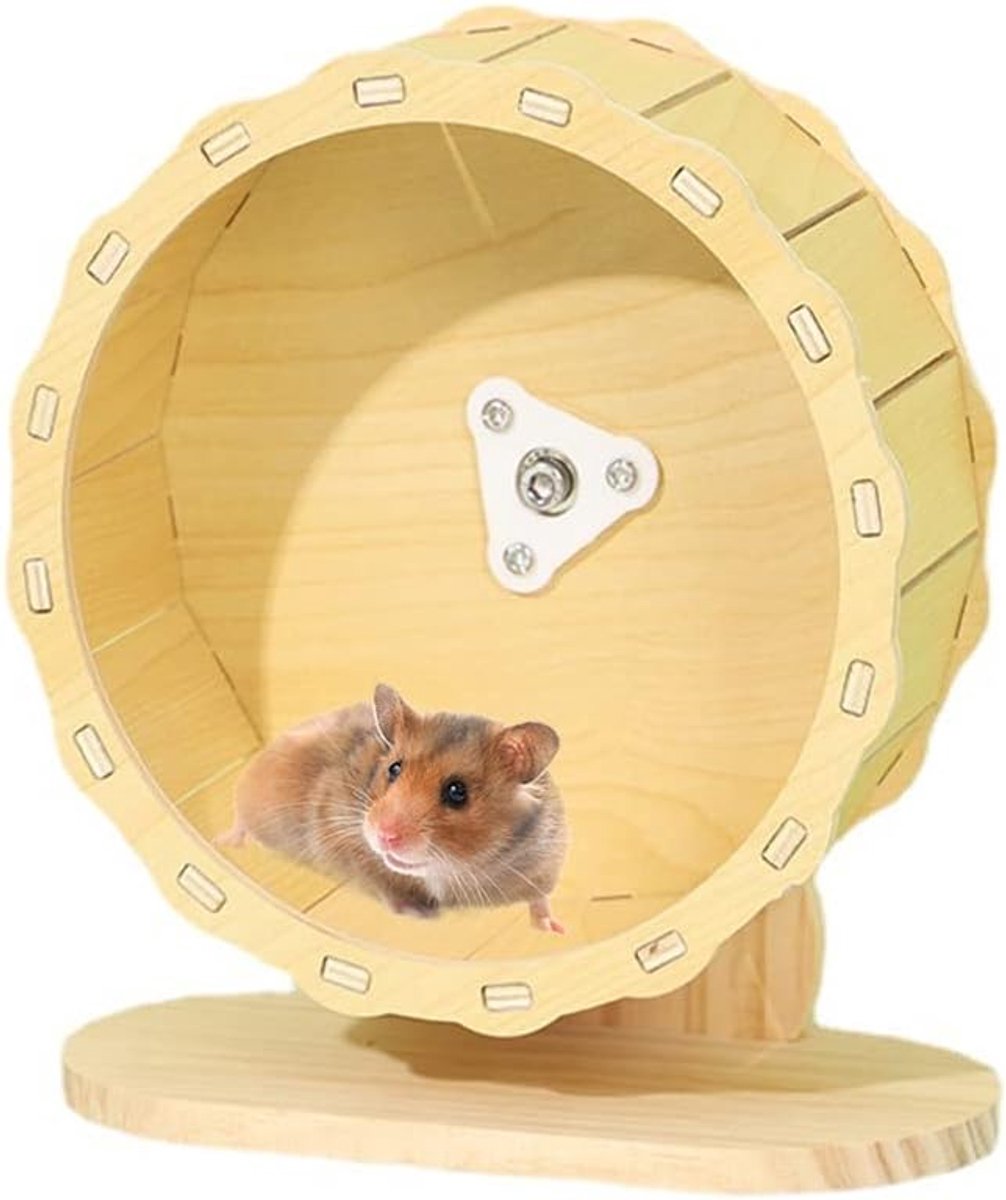 stil hamsterwiel, houten oefenfiets voor hamsters, voor hamsters, egels, kleine dieren (15 cm)