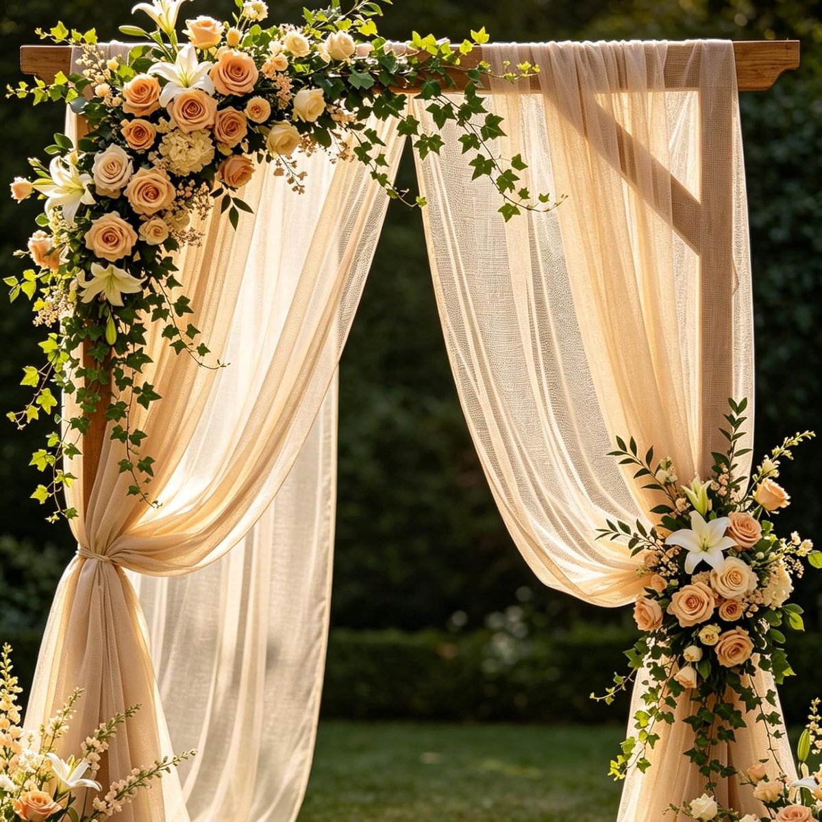 bruiloft champagne bruiloft boog opknoping gordijn tule gordijn organza stof voor drapering boog voor decoratie ceremonie party achtergrond (1,6 x 8 m)