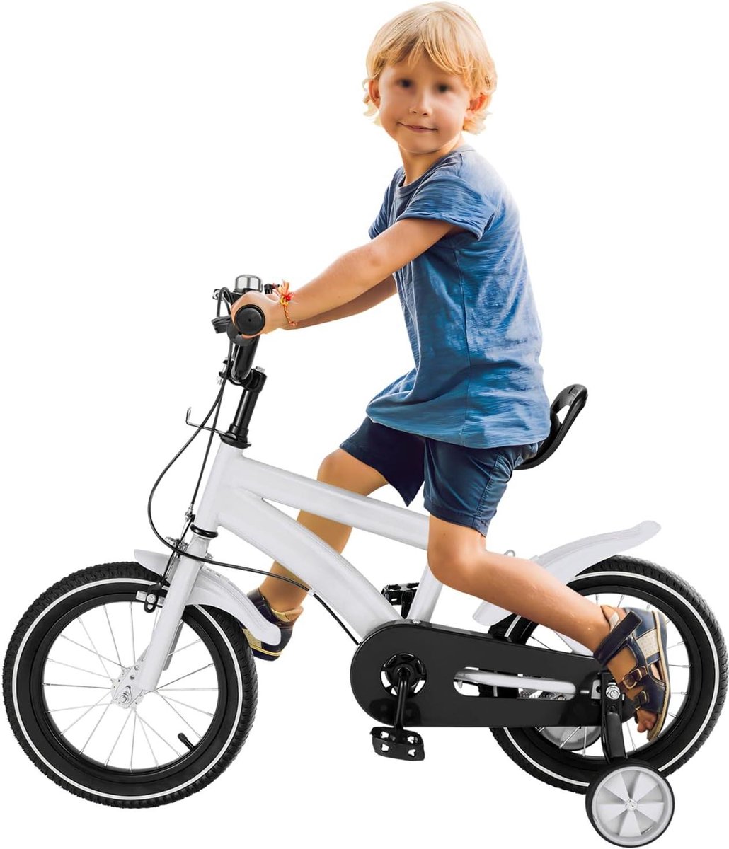Kinderfiets Loopfiets Eerste fietservaring Met zijwieltjes 14 inch Wit