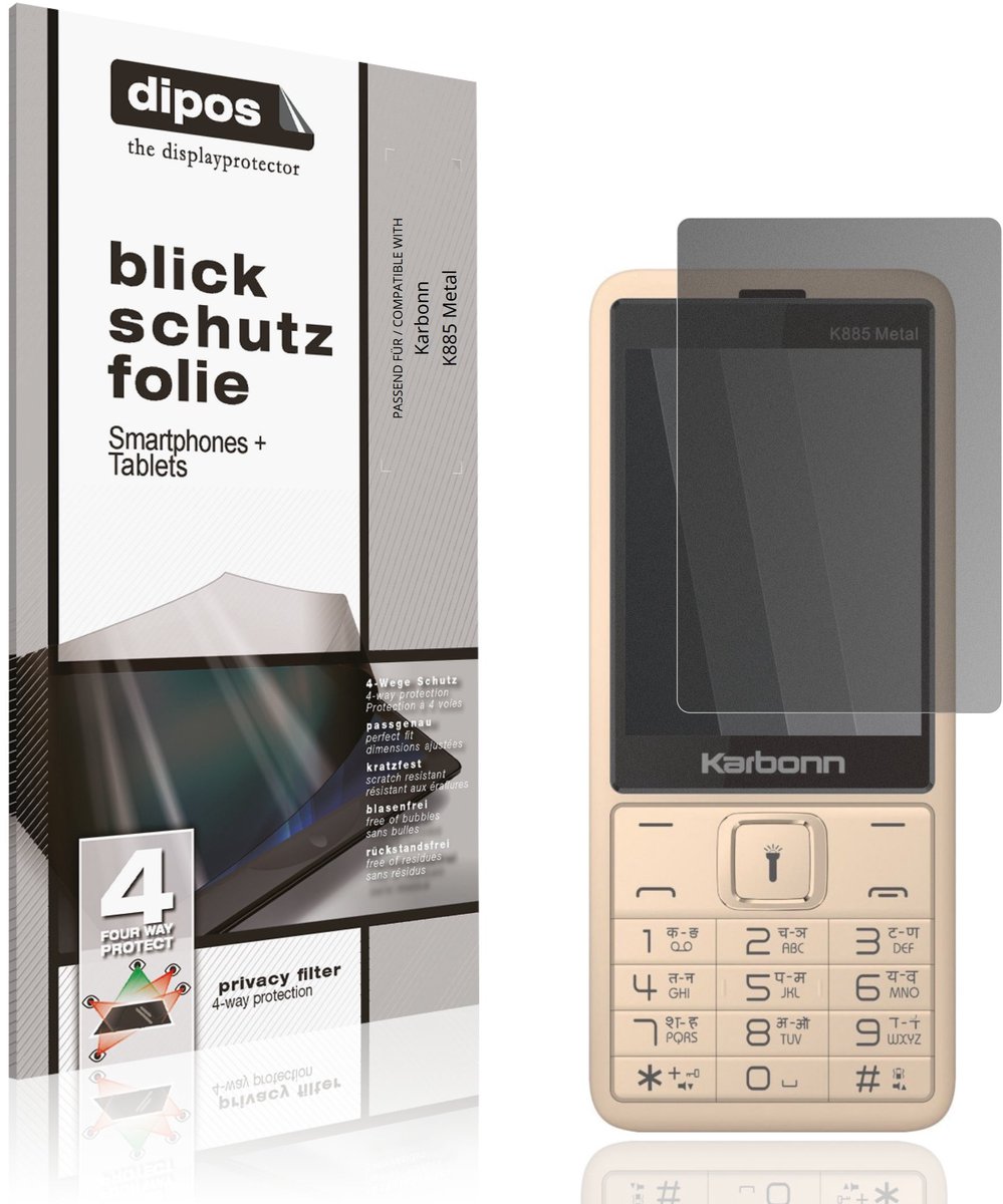 dipos – Matte Privacy Screenprotector geschikt voor Karbonn K885 Metal | Anti-Spy Beschermfolie