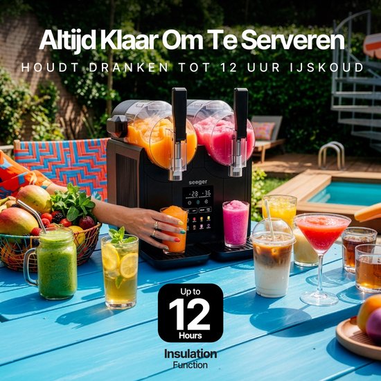 Seeger SuperSlush Twin - Dubbele Slush Machine voor Thuis - 7 Programma's - Geen IJs nodig - Slush Puppy Maker - Slushi, Granita, Frappé, Milkshakes en meer - Zelfreinigingsmodus - Zwart van Seeger — afbeelding 3