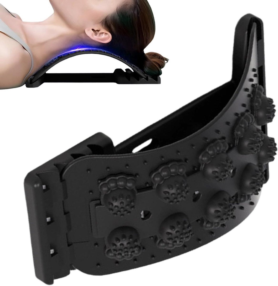 Ruggenwervelstrekker - Rugmassage apparaat - Spierontspanning thuis - 4-traps verstelbaar - 374 x 266 cm - Zwart