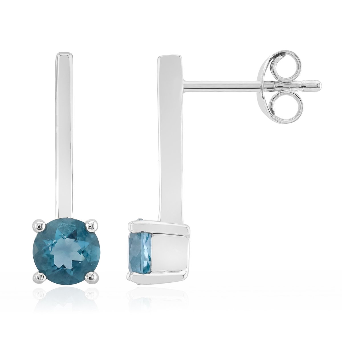 Cavill - Zilveren Oorbellen met Braldu Fluoriet 0,986 ct - 925 Sterling Zilver met Palladiumlaag - Ronde Edelsteen 5 mm - Stijlvolle Oorstekers