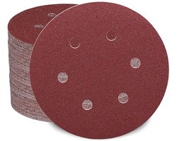 schuurpapier set 150 mm 60/80/100/120/180/240/320/400/600/1000 Korrel 6 gaten Ideaal voor schuren / polijsten / ontroesten (100 stuks) - STEBRUAM