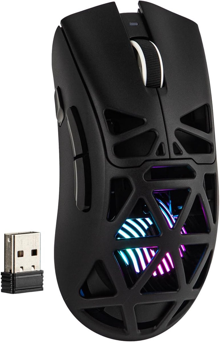 Aula SC620 Gaming Muis, 2.4G/USB-C/BT Draadloze Muis met 400mAh Batterij, Instelbare 12.000 DPI & 1000 Polling Rate, PAW3311 Sensor, RGB Verlichting, Programmeerbare Knoppen, voor Win/Mac