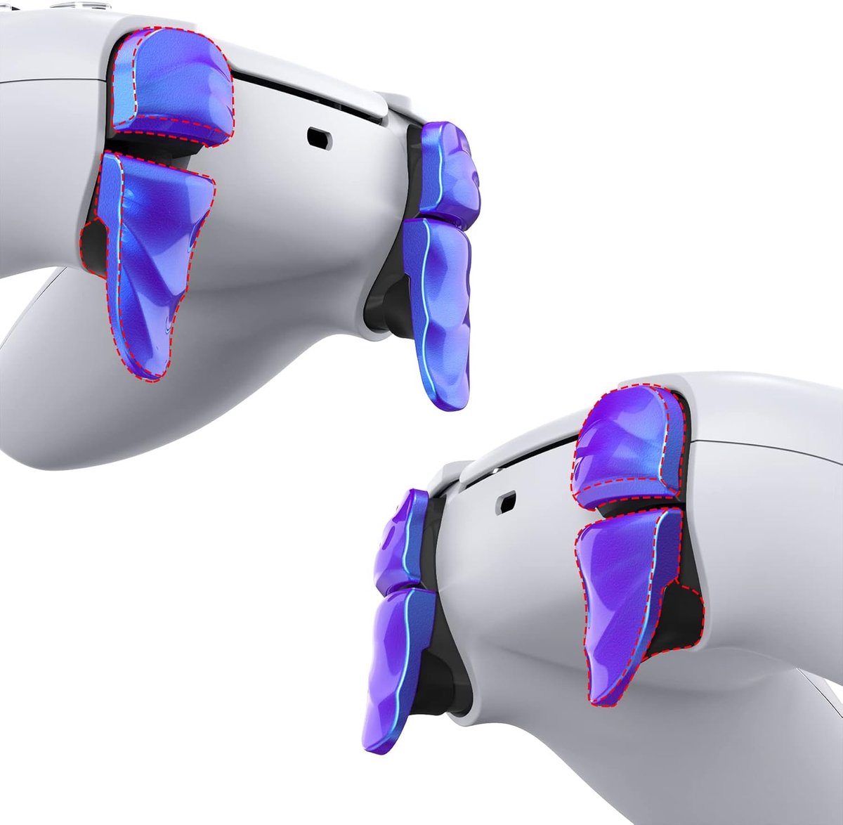 DUNE 2 Paar Extension Trigger voor ps5/ps5 Edge-Controller,Schouderknoppen Uitbreidingstriggers voor ps5-Controller,Bumpertriggerverlengers voor PS Portal-Kameleon Paars Blauw