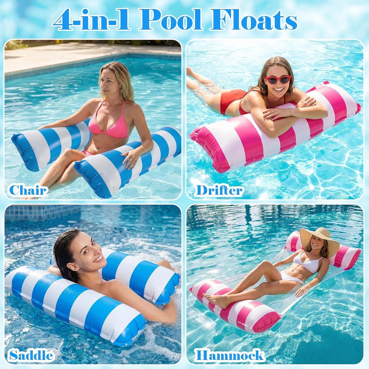 2 Stuks Luchtmatras Zwembad, Waterdichte Telefoonhoes, Luchtpomp | 4-in-1 Waterspeelgoed, Volwassenen en Kinderen, Zwembadspeelgoed, Voor Zwembad, Strand