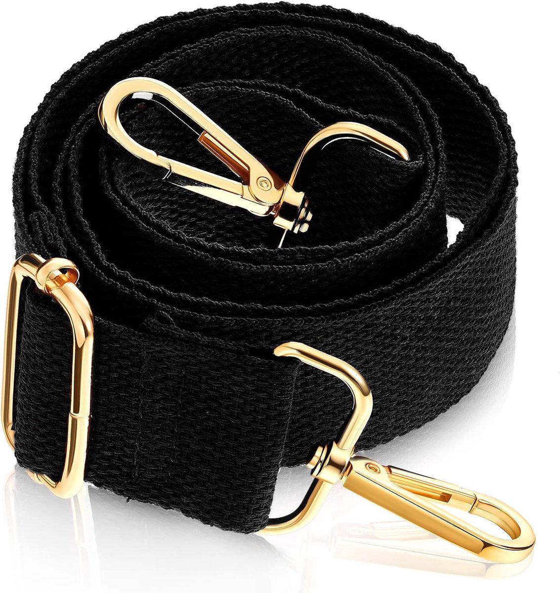 handtassen tas riem vervanging schouder bagage riemen effen kleur crossbody bandjes verstelbare portemonnee riem met gouden hardware bagage riem voor mannen vrouwen, Zwart, 1.5 Inch