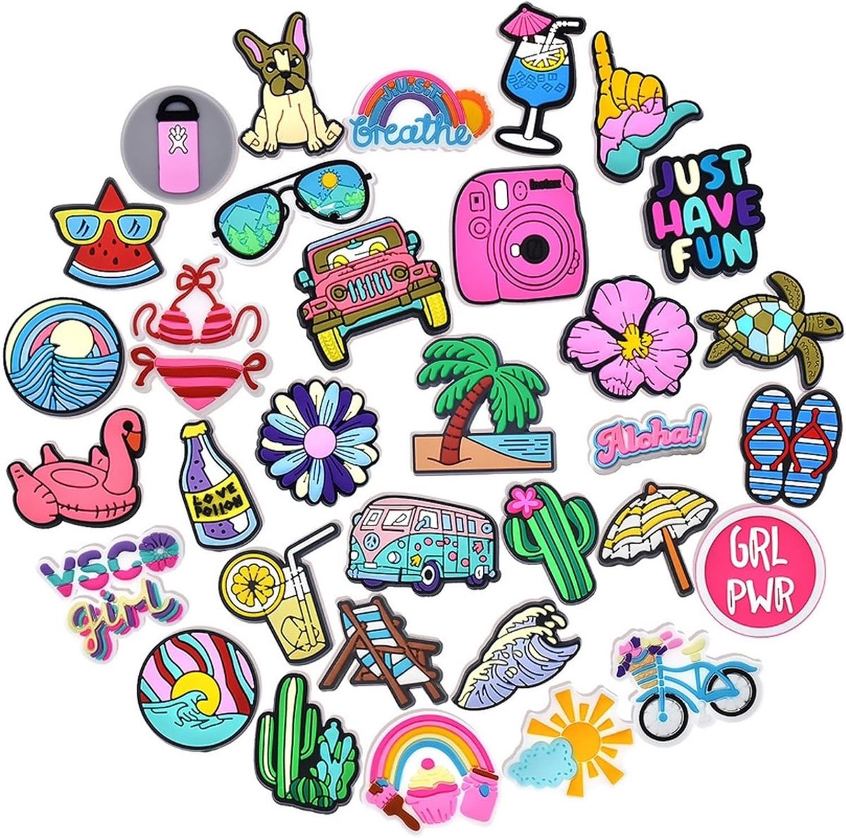 Kleurrijke 35-delige Schoen Charms Decoratie voor Sneakers - DIY Cartoon Accessoires voor Jongens en Meisjes, Zomer Collectie