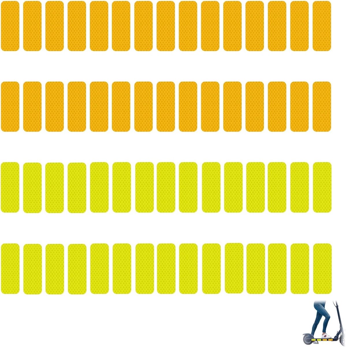 Set van 60 Zelfklevende Reflecterende Stickers in 2 Kleuren, Waterdichte Reflecterende Tape met Honingraatstructuur voor Fiets, Motor, Auto, Helm, Rugzak en Kleding - Veiligheid, Zichtbaarheid, Outdoor