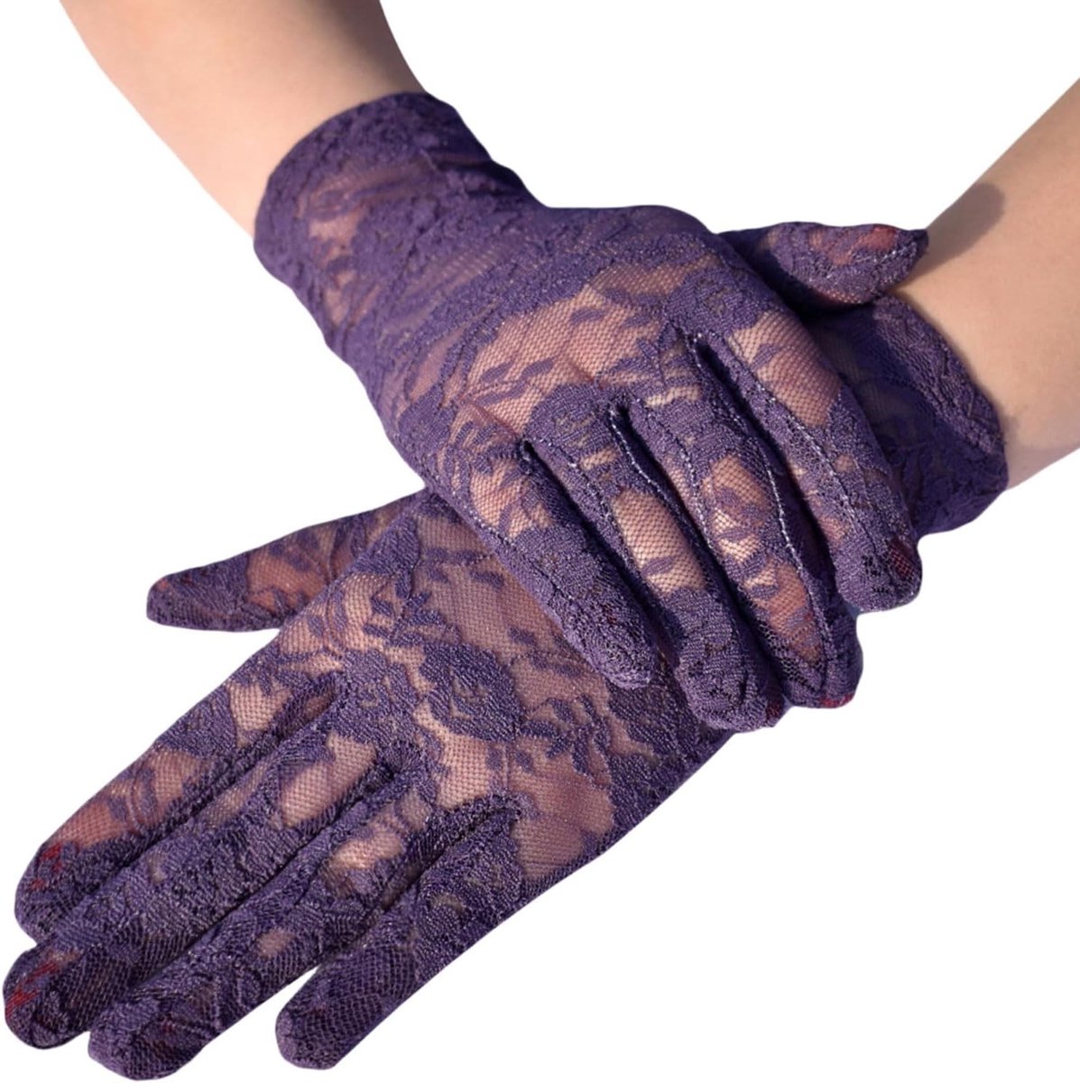 Korte Bloemige Kant Handschoenen voor Dames, Volledige Vingerhandschoenen voor Bruiloft, Diner en Cosplay, Perfect voor Zomergebruik