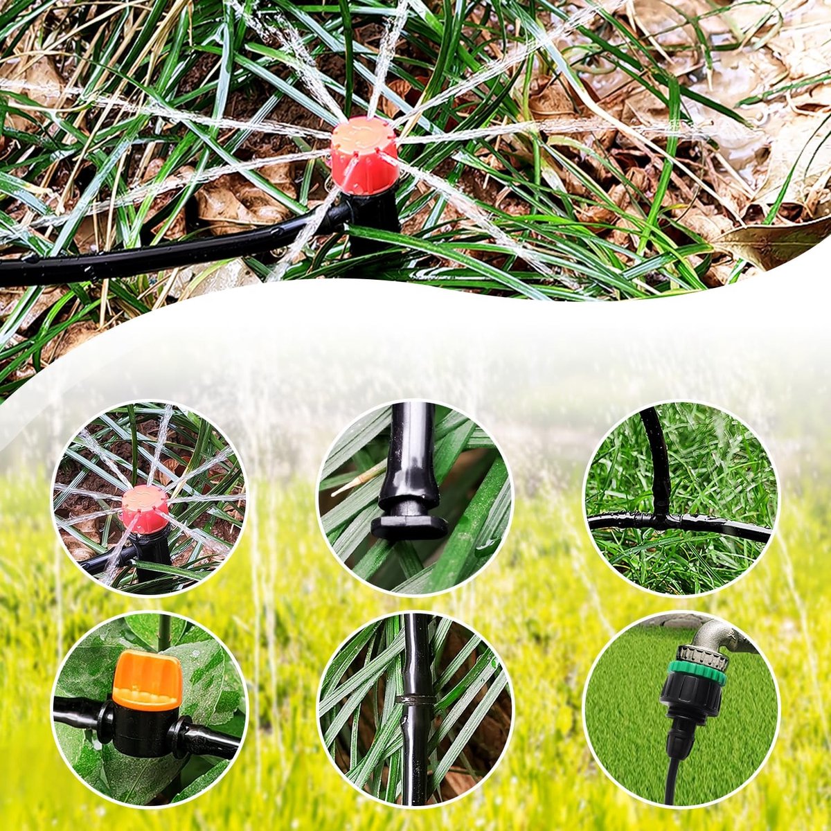 86-delige Irrigatiesysteem Kit 0.65mm met 15m Slang, DIY Druppelirrigatie voor Tuin, Terras en Landschap