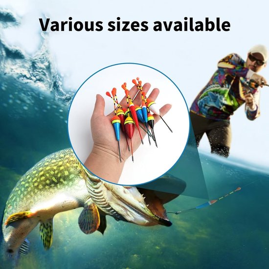 Set van 10 Houten Vissersdobbers Licht voor Forel 1g en 3g Duurzame Vissersstopper Compleet met Levendige Kleuren voor Alle Soorten Vissen — afbeelding 3