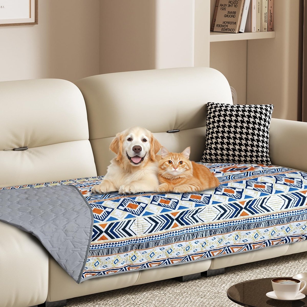 Waterdichte Dieren Dekentje - Bohemian Patroon - Blauw