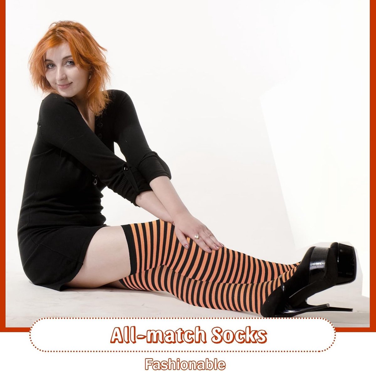 Lange Gestreepte Kousen, Dikke Thigh High Sokken, Warme Kniekousen voor Feestdagen en Carnavalsactiviteiten
