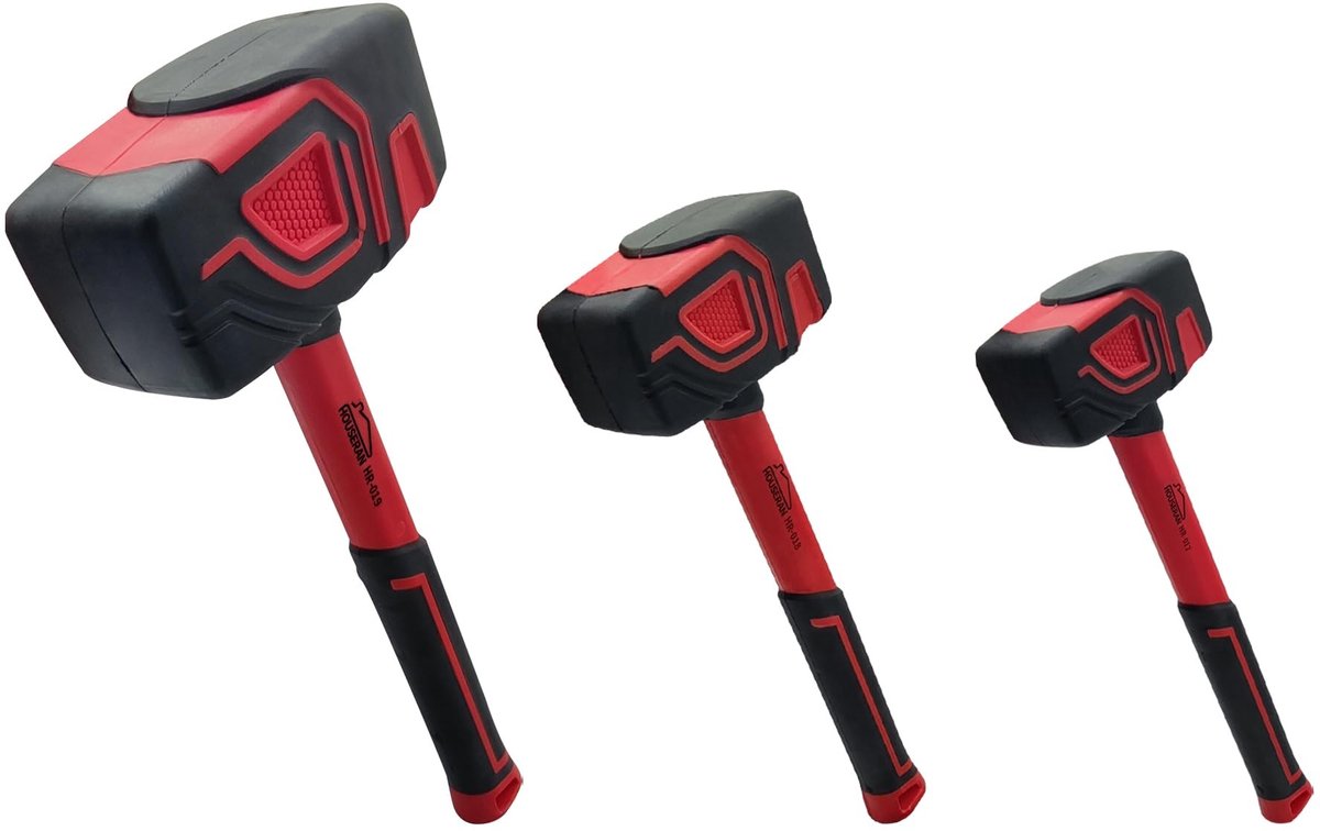 Rubber Hamer Set van 3 Stuks - 10oz, 20oz en 36oz