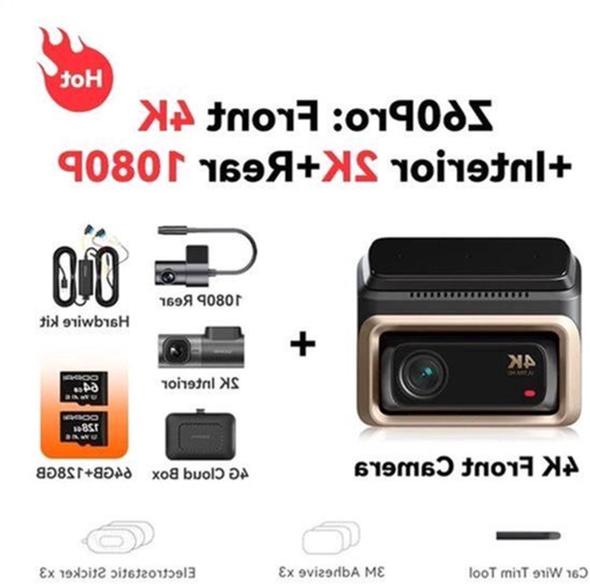 Dashcam – Auto Camera – Video Recorder – Rijcamera – 3-Kanaals 4G Variant – 4K HDR Beeldkwaliteit – ADAS Veiligheidswaarschuwingen