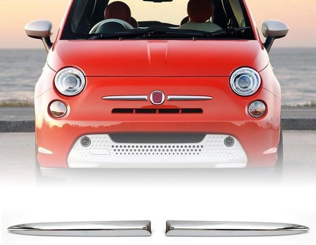 Voorbumper Bovenste Molding Chrome Trim Paar Set voor Fiat 500 (312) 2007-2015 - Links en Rechts