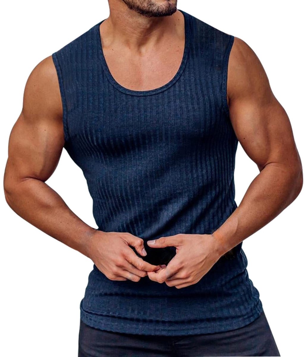 Mannelijke Tanktop - Mouwloos - Ademend - Navy Blauw