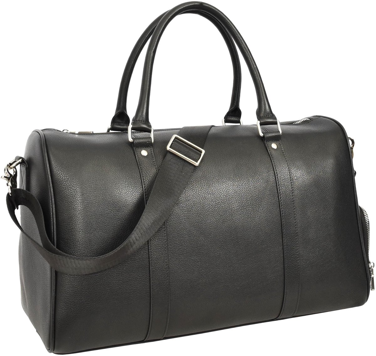 Holdall voor heren - Zwart rundleer - Cabineformaat