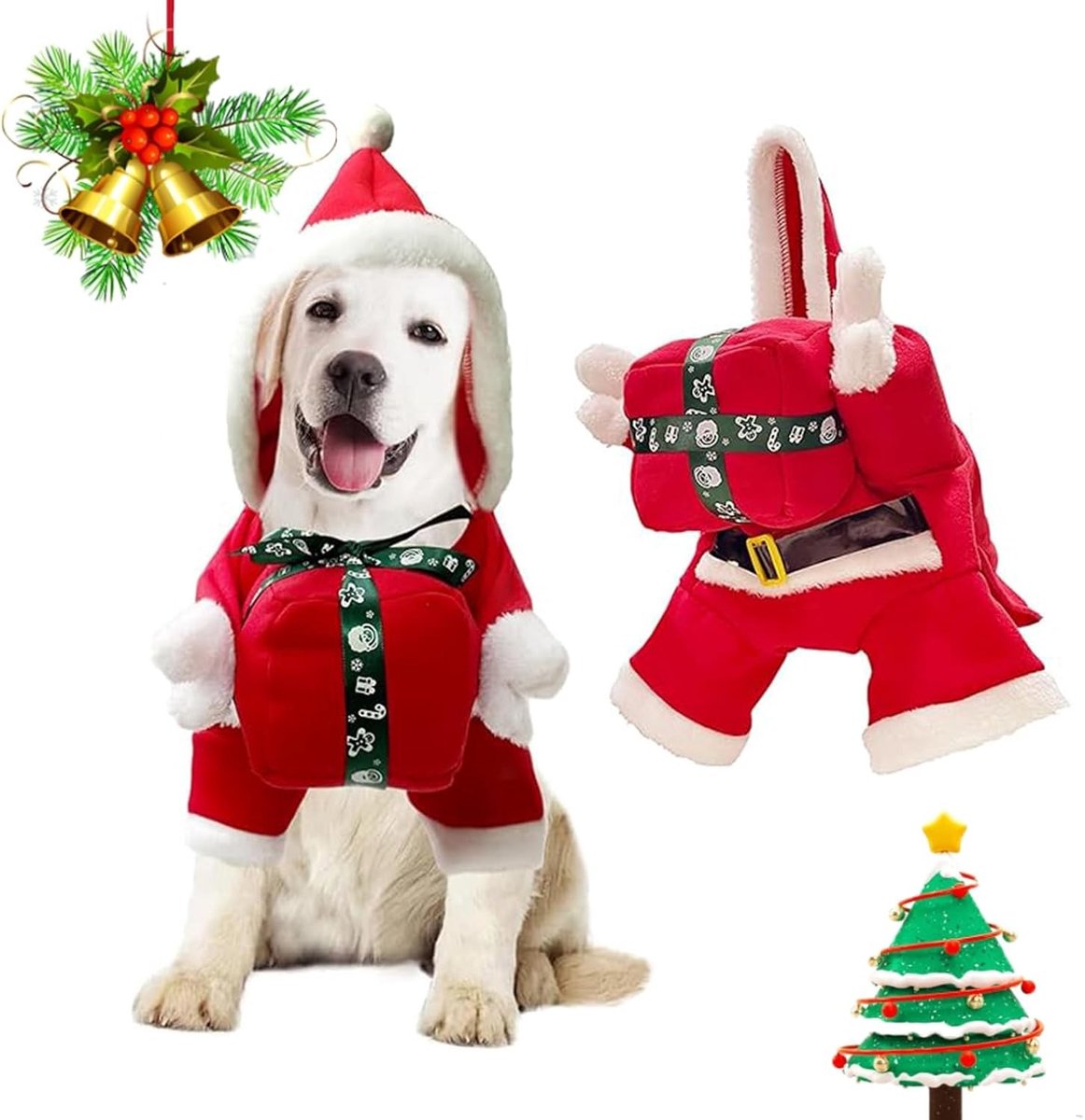 Kerstkostuum voor Honden - Santa Outfit voor Kleine en Middelgrote Honden - Feestelijke Verkleedkleding voor Kerstmis en Cosplay Party