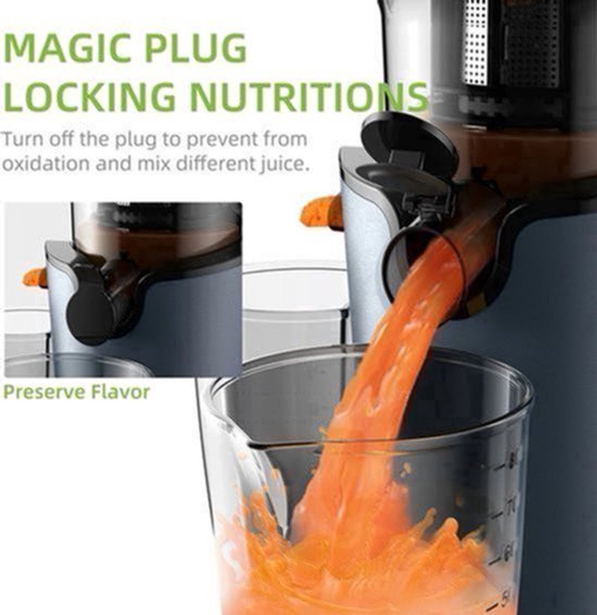 Slowjuicer - Juicer - Juice Maker - Sapcentrifuge - 78mm Voedselinvoer – 200W – 40-65RPM – Voor Hele Vruchten