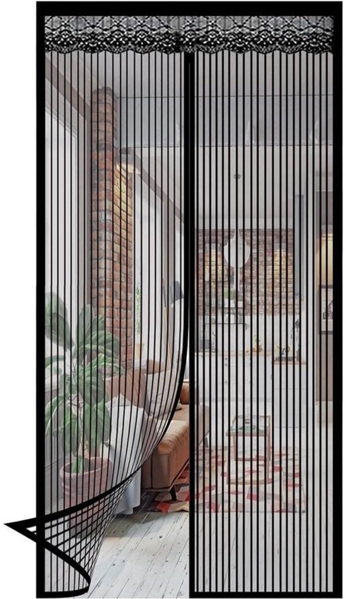 Vliegengordijn Deur - Insectenwering Hor - Frisse Lucht - Automatisch Sluitend - 150x240cm - Zwart