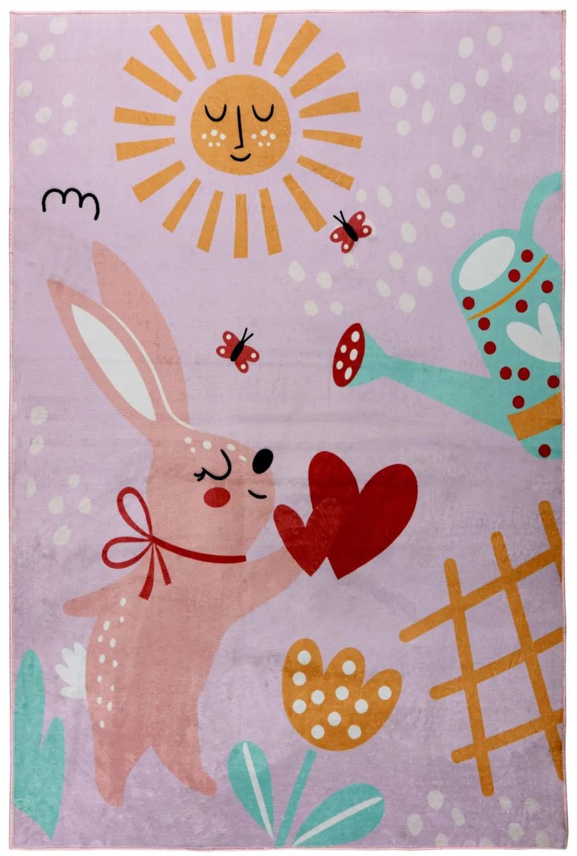 Kindervloerkleed | Tapijt | Wonder | Konijn | Roze | 115x160 cm