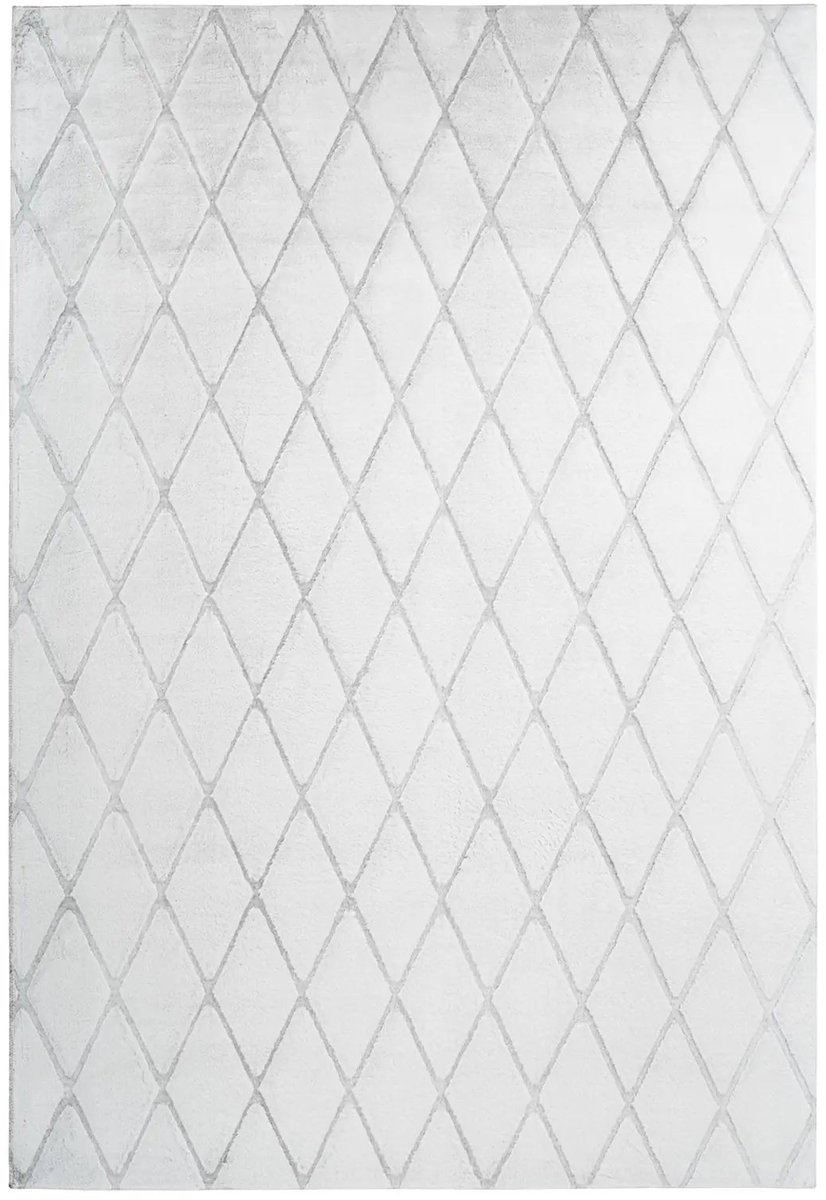 Dutch XXL Scandinavisch Vloerkleed | Tapijt | Vivica | Ruiten | Wit/Grijsblauw | 80x250 cm Wit / Grijsblauw